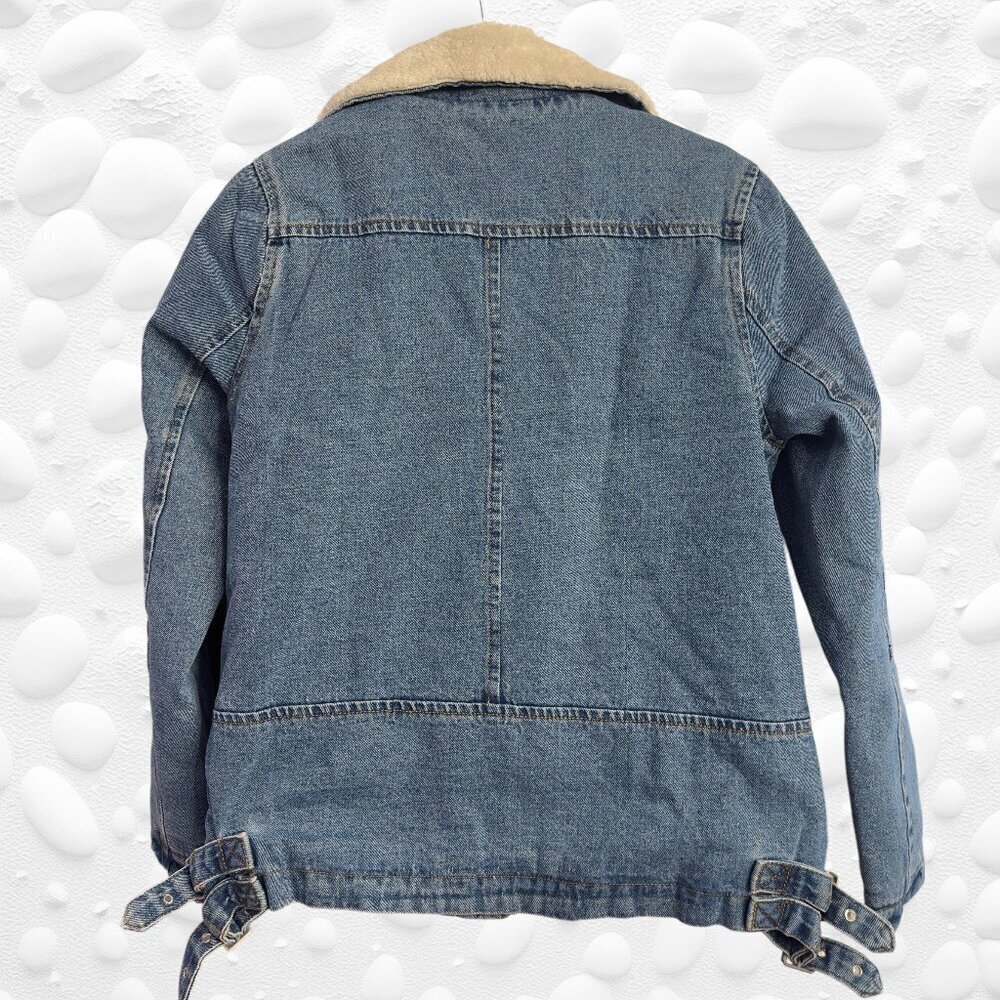 Rare Vintage Cherokee Aviator-Style Denim Sherpa Jacket – Women’s M - Picture 3 of 11